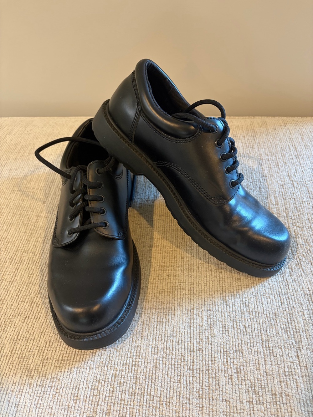 Skechers Black Leather Derby Lace-Up Shoes